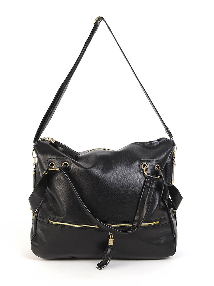 NEW Korean Big Capacity Black Womens Shoulder Handbag PU Leather Bag Hobo Retro eBay
