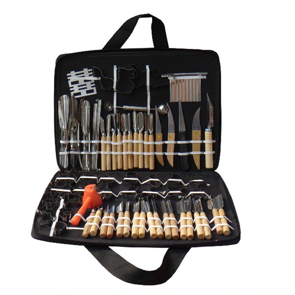 80pcs in One Vegetable Fruit Carving Tools Set Food + Wood Box Peeling