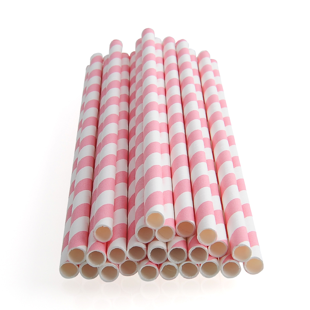 25pcs Vintage Striped Paper Drinking Straws Wedding Decoration Festival