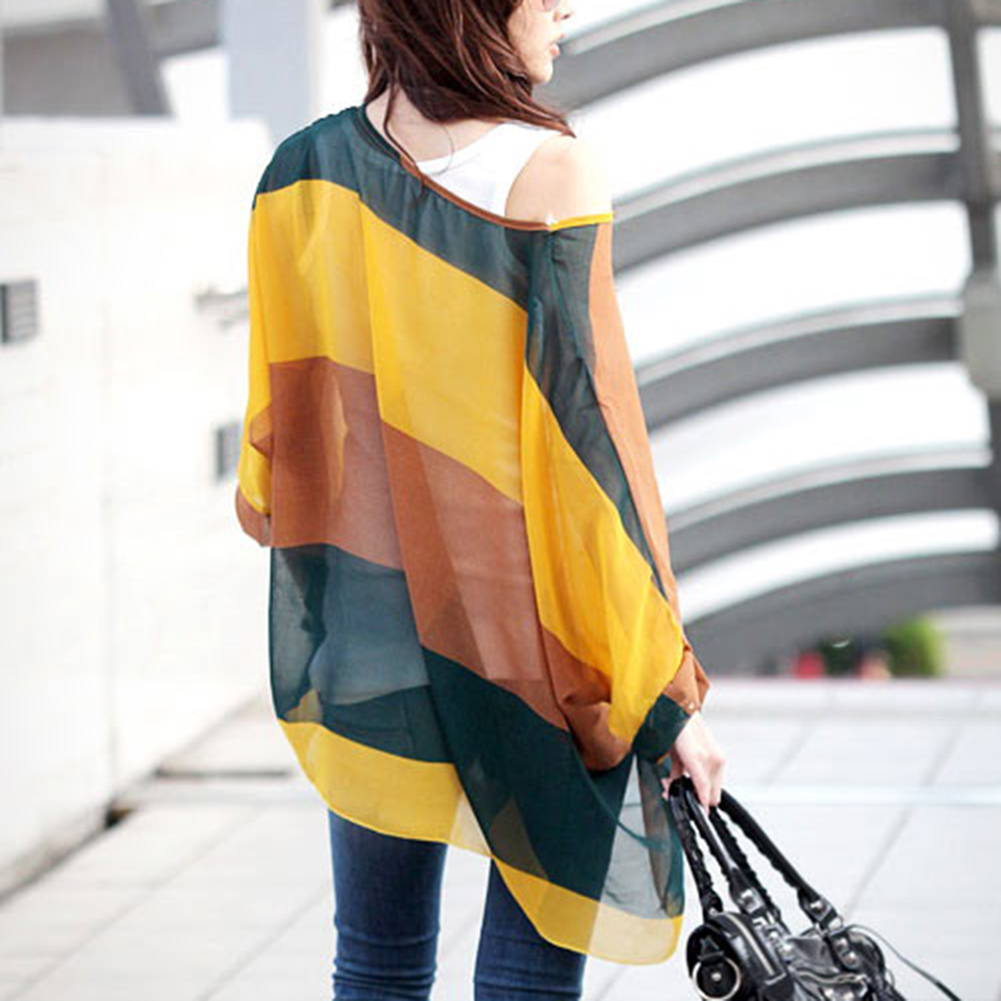 Oversize-New-Fashion-Batwing-Blouse-Tops-Loose-Shirt-Chiffon-Womens