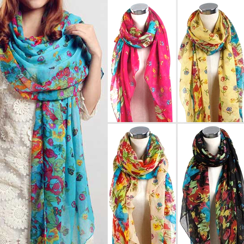 Pretty Fashion Beautiful Womens Floral Flower Scarf Shawl Wraps Scarves