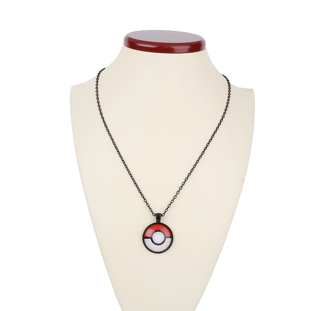 Girls Silver Anime Pokemon Pokeball Jewelry Glass Dome Pendant Necklace