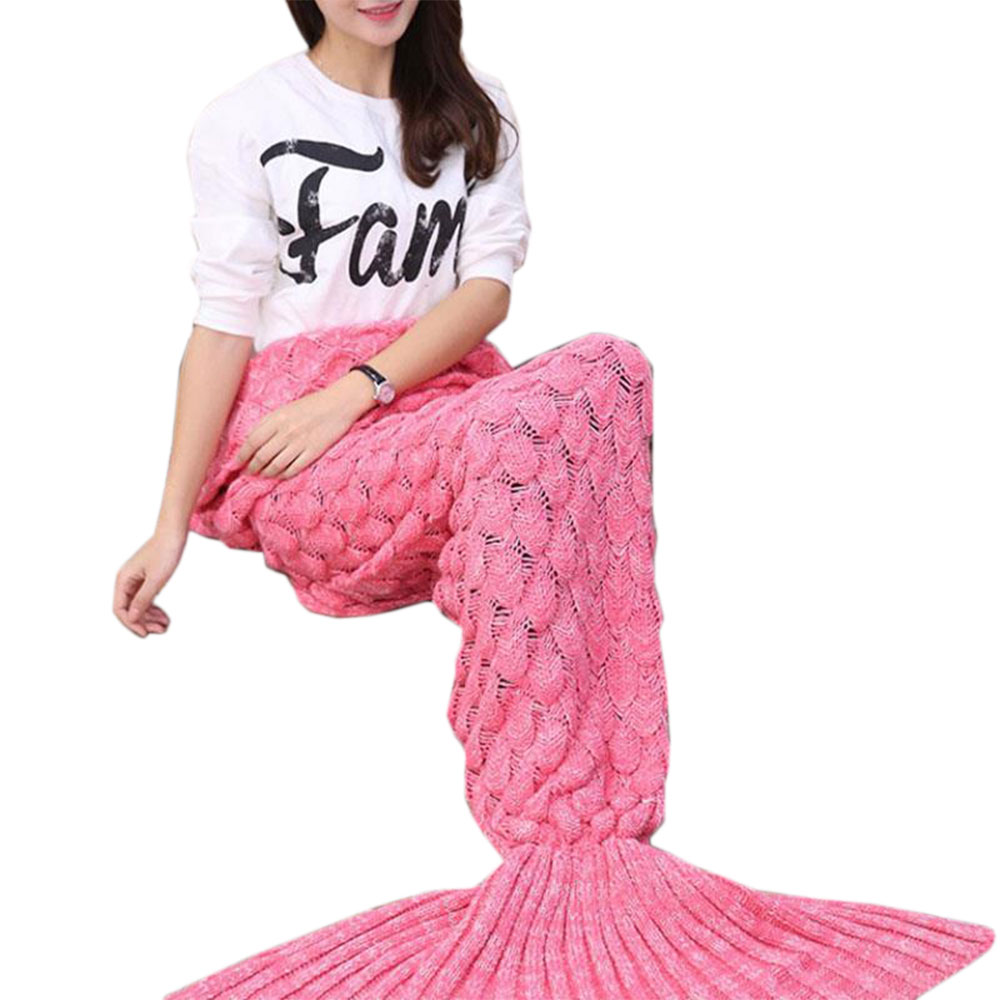Adult Mermaid Tail Handmade Crocheted Cocoon Sofa Blankets Beach Quilt