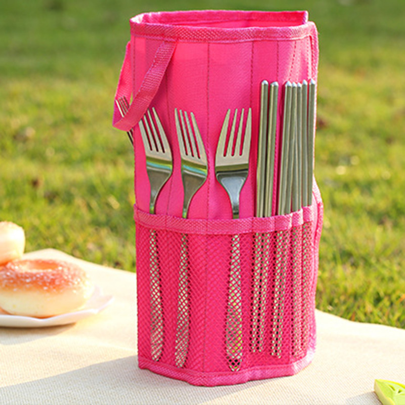 Outdoor Foldable Travel Cutlery Bag Tableware Holder Camping Organizer