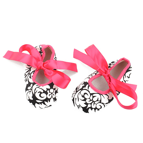 Infant Baby Toddler Girls Dot Zebra Stripe Damask Print Silk Ribbon Shoes Cute