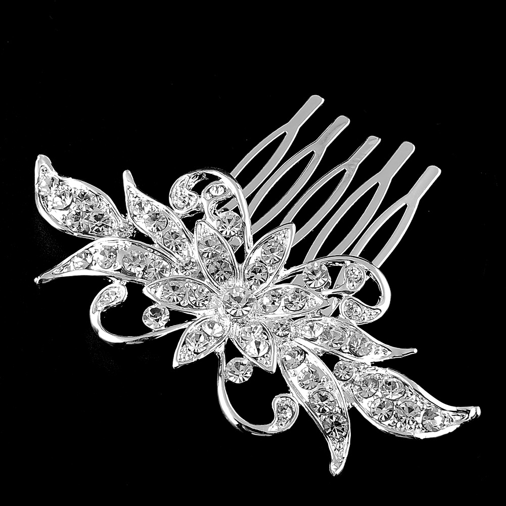 Hot Elegant Flower Crystal Rhinestone Bridal Hair Tuck Pin Comb Clip ...