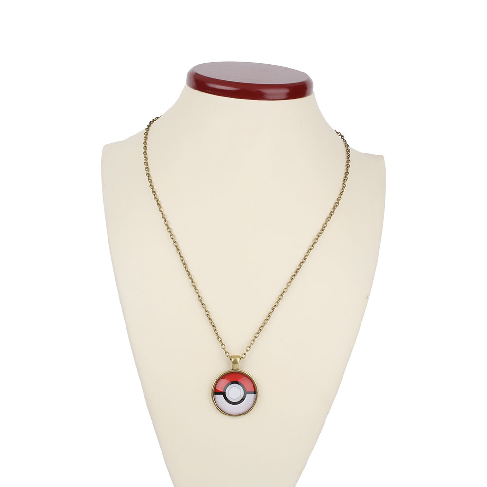Girls Silver Anime Pokemon Pokeball Jewelry Glass Dome Pendant Necklace ...